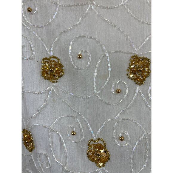 Mark & John Vintage White & Gold Sequined Beaded Jacket With Floral Design Sz XL - Picture 9 of 12